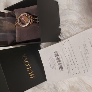Bulova Gold and Brown Leather Watch